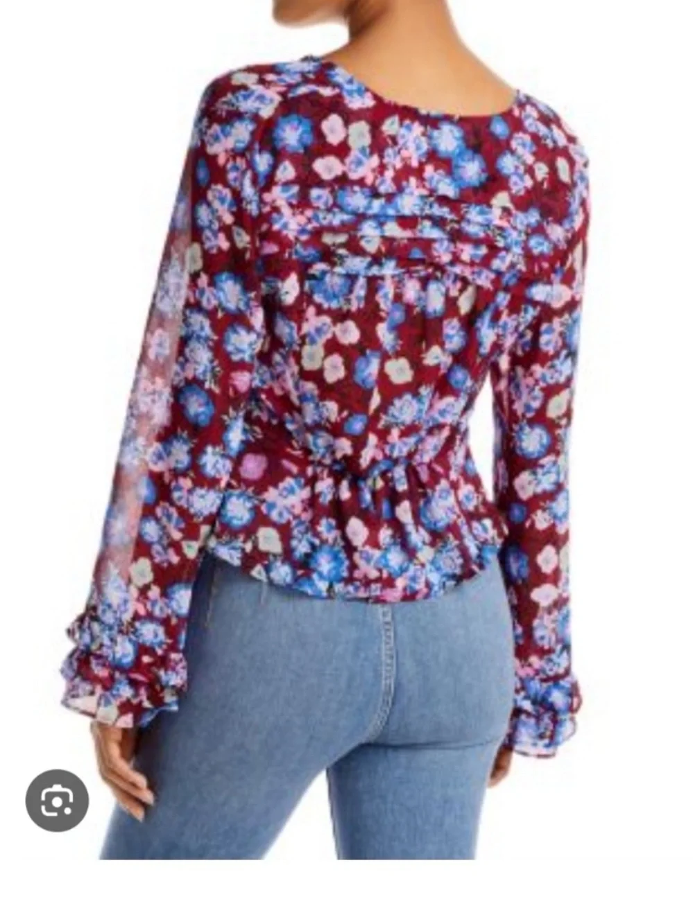 Free People Maybel Floral Tie Front Blouse